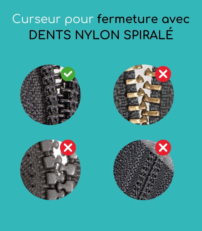 Pack para arreglar cremalleras de nylon espirales. Cursores Zlideon