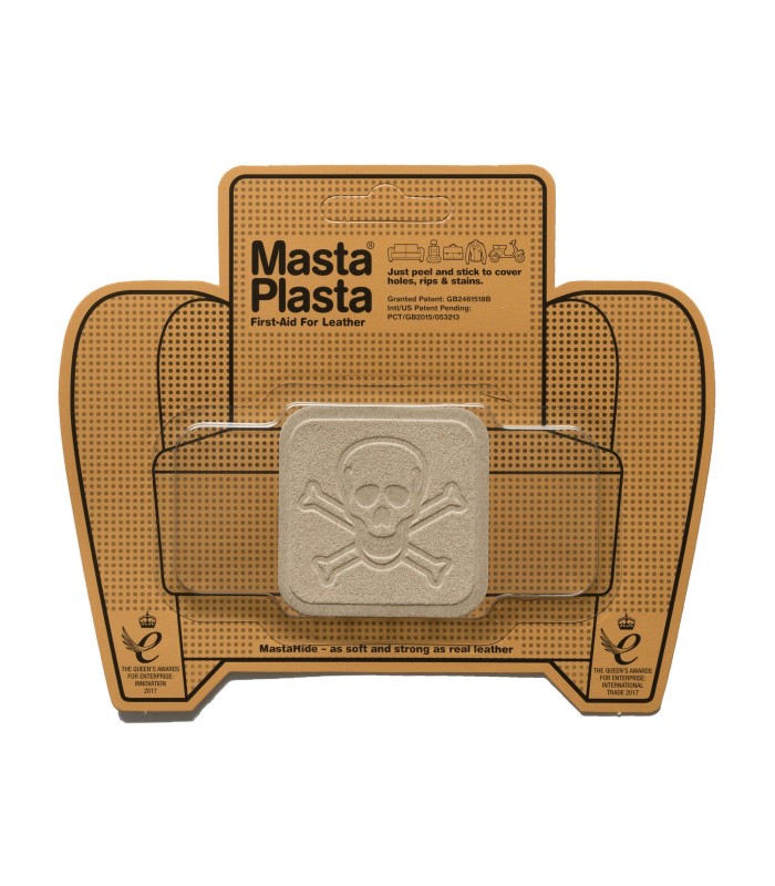 Patch Masta Plasta taille S réparation cuir suédé 5x5cm tête de mort