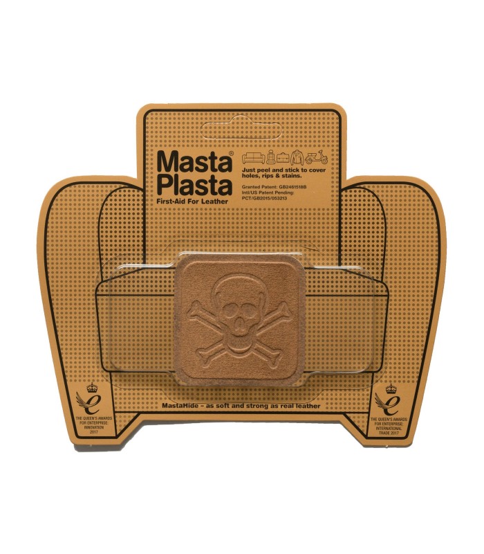 Patch Masta Plasta taille S réparation cuir suédé 5x5cm tête de mort