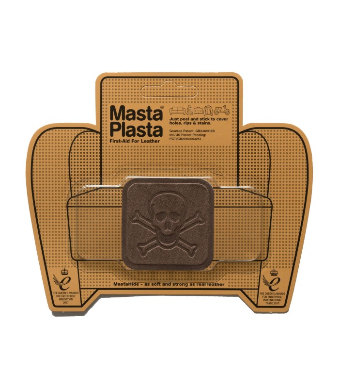 Patch Masta Plasta taille S réparation cuir suédé 5x5cm tête de mort