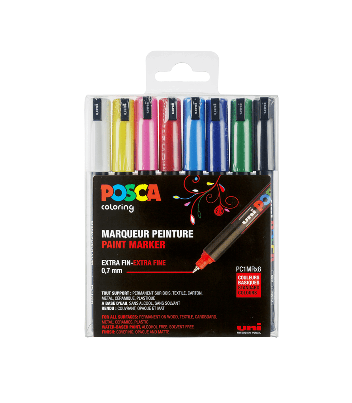 Pochette de 8 POSCA pointe Extra-fine fine PC-1MR