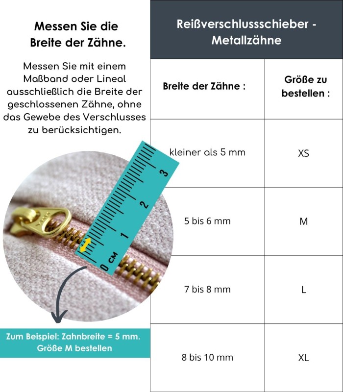 Clip&Zip Ersatzzipper zum Anklipsen - für Metallzähne