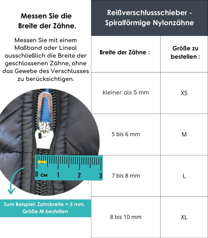 Clip&Zip Ersatzzipper für Nylon-Spiralverschlüsse